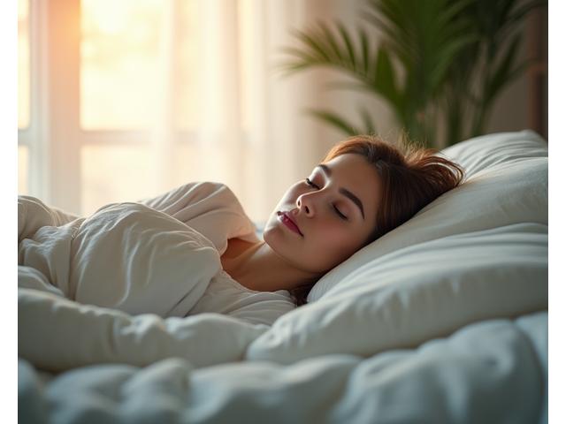 Woman enjoying restful sleep, indicating optimized sleep patterns.