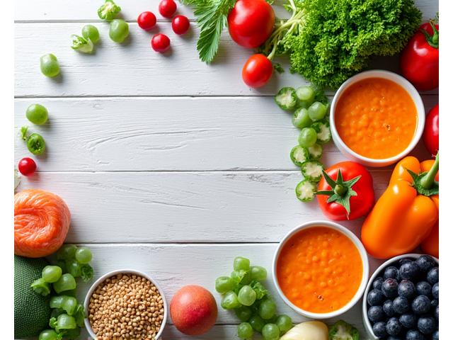 Platter of vibrant, healthy foods suitable for midlife individuals