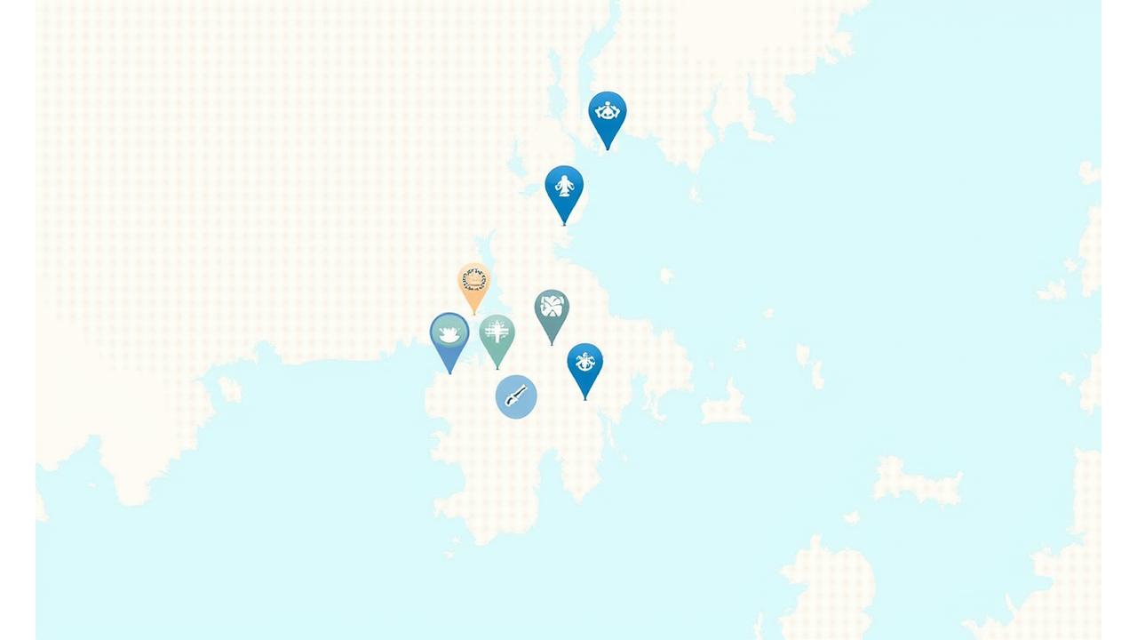 Stylized map of Boston highlighting wellness locations like gyms, parks, and healthy eateries