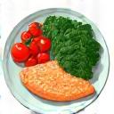 Nutrition icon with a healthy plate