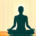 Stress management icon with a calm meditating figure